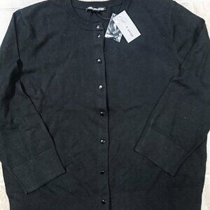 Cable & Gauge Black Cardigan Size 2X NWT 3/4 Sleeve NWT